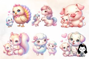 Mom and Baby Farm Animal Clipart Bundle Graphic Illustrations By Cat Lady 4