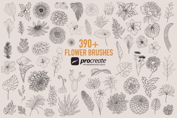 Procreate Plants and Flower Brushes Graphic Brushes By PdknyStudio