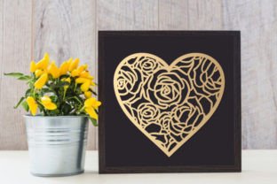 Rose Flowers Decorated Heart DIY SVG Cut Grafica Creazioni Di Fine Cutting Templates 2