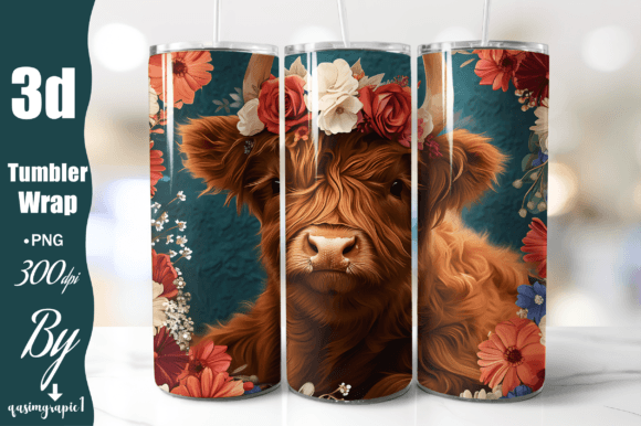 Seamless Highland Cow Tumbler Wrap, 20oz Graphic Crafts By qasimgraphic1