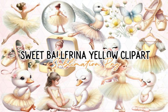 Sweet Ballerina Yellow Clipart PNG Graphic Illustrations By Little Lady Design