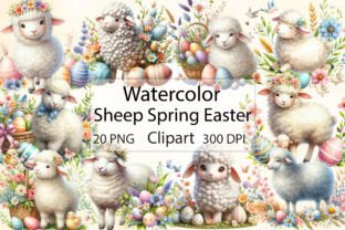Watercolor Sheep Spring Easter Clipart Graphic Illustrations By CraftArtStudio 1