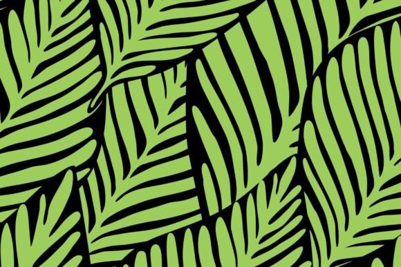 Wispy Leaves Pattern in Green and Black Grafica Sfondi Di boy.banana