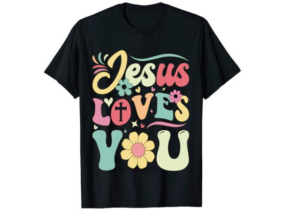 Jesus Loves You Groovy T-Shirt Design. Gráfico Diseños de Camisetas Por PODxDESIGNER