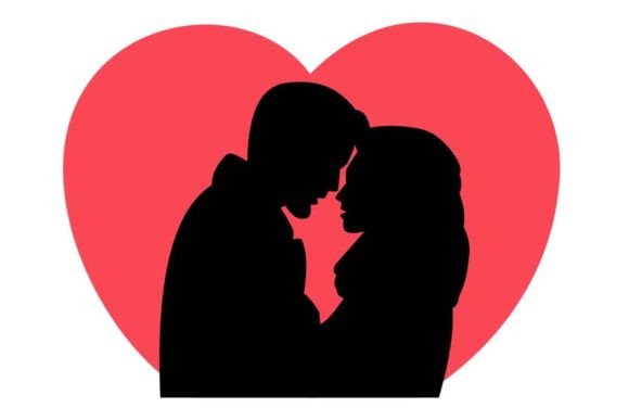 Silhouette Romantic Scene of Couple Graphic Icons By enway