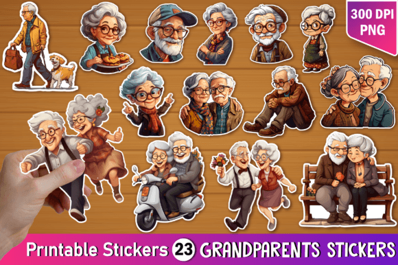 Cute Grandparents Stickers Bundle Graphic Crafts By Danishgraphics