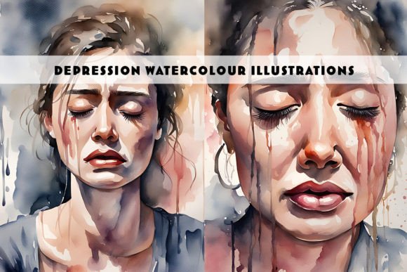 Depression Sad Watercolour Illustrations Graphic Illustrations By Siren Seventy One