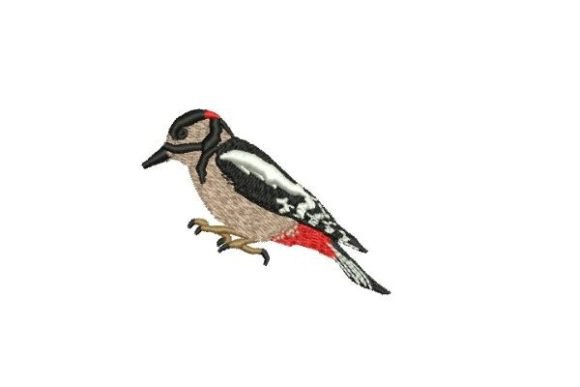 Great Spotted Wood Pecker Vogels Borduurwerkdesigns Door Digitizingwithlove