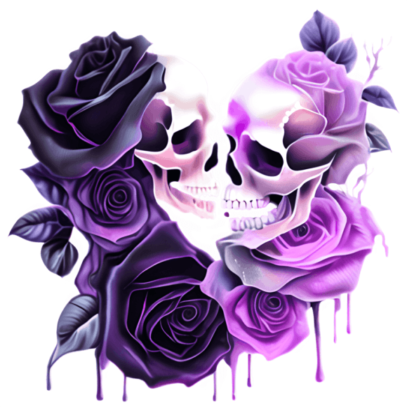 Esqueletos hiperrealistas de beijos góticos em tons pastéis pretos e roxos Conteúdo da Comunidade Por Bonnie Cantu