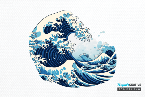 Japanese Kanagawa Wave Sublimation Png Gráfico Ilustraciones Imprimibles Por Regulrcrative