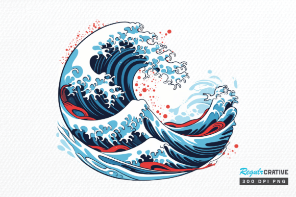 Japanese Kanagawa Wave Sublimation Png Gráfico Ilustraciones Imprimibles Por Regulrcrative