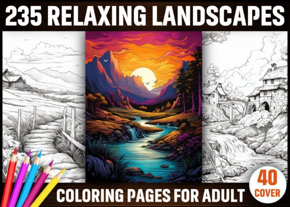 Relaxing Landscapes Coloring Pages Afbeelding Kleurplaten & Kleurboeken voor Volwassenen Door E A G L E