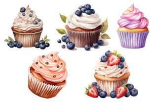 Set of Cupcakes Sublimation PNG Clipart Illustration Illustrations Imprimables Par TanyaPrintDesign 5