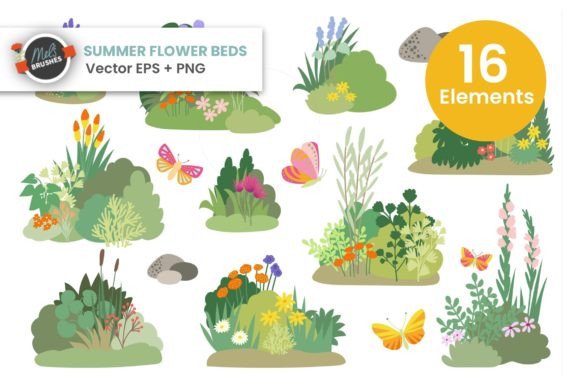 Summer Flower Garden Graphic Illustrations By MelsBrushes