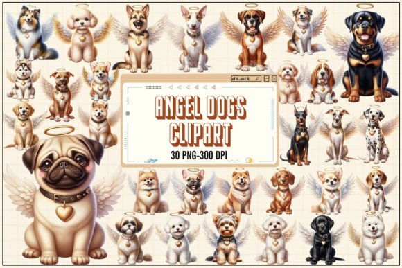 Angel Dogs Sublimation Bundle Illustration Illustrations Imprimables Par DS.Art