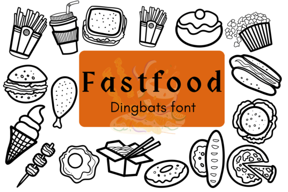 Fastfood Dingbats-Schriftarten Schriftart Von Nun Sukhwan