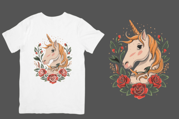 Floral Unicorn Graphic T-shirt Designs By theartcreator