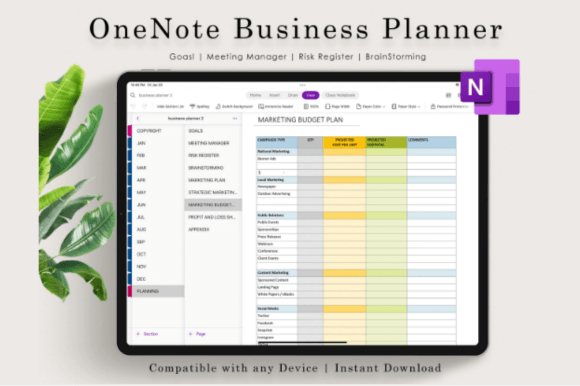 Onenote Business Planner,Digital Planner Graphic Graphic Templates By ThePlannersDelight