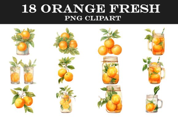 Orange Fresh Png Clipart Bundle Grafica PNG trasparenti AI Di Kim Sun Ho