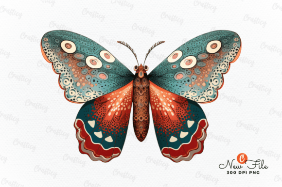 Retro Royal Moth Sublimation Clipart Grafik Druckbare Illustrationen Von Crafticy