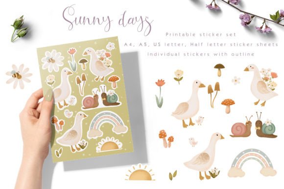 Sunny Days Spring Sticker Set Gráfico Manualidades Por Yelloo Fish