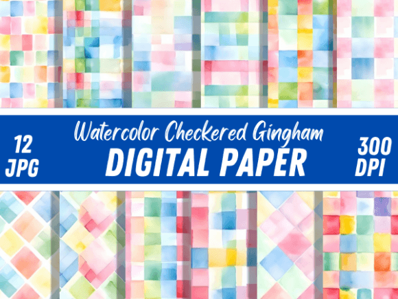 Watercolor Colorful Checkered Patterns Graphic Patterns By Creative River