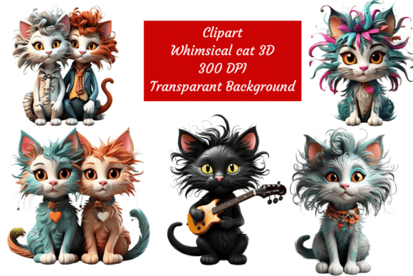Whimsical Cute Cat 3d Clipart Illustration Graphiques AI Par Clipart