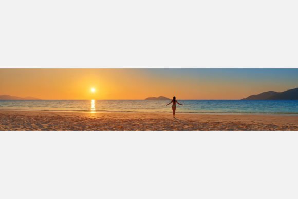 Wide Shot of Beach at Sunset Graphic AI Illustrations By alsstocks450