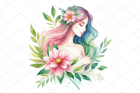 Blooms & Grace: Women's Day Watercolor Grafik Druckbare Illustrationen Von Design Store