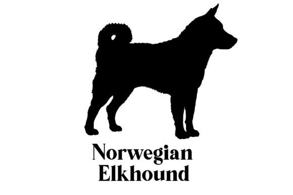 Norwegian Elkhound Dog Silhouette Graphic Crafts By Pony3000