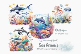 Ocean Animals Clipart, Ocean PNG Bundle Graphic Illustrations By Creationx Space 1