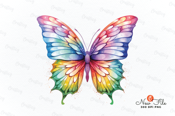 Rainbow Butterfly Sublimation Clipart Gráfico Ilustraciones Imprimibles Por Crafticy