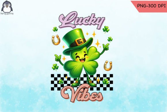 Vintage Lucky Vibes St Patrick's Day PNG Gráfico Plantillas de Impresión Por Penguprints