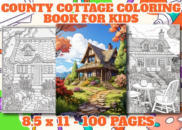 Country Cottage Coloring Pages Graphic Coloring Pages & Books Adults By JSS GLOBAL IT 03
