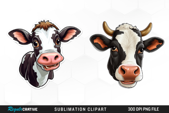 Funny Cow Face Sticker Clipart Png Graphic Illustrations By Regulrcrative