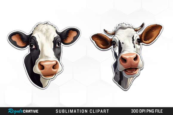 Funny Cow Face Sticker Clipart Png Graphic Illustrations By Regulrcrative
