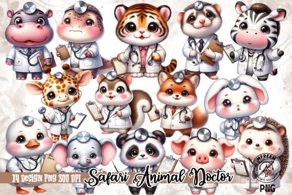 Safari Animal Doctor Sublimation Clipart Illustration Illustrations Imprimables Par mfreem