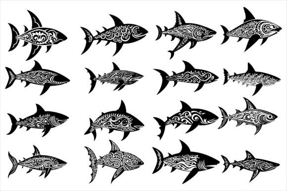Shark Fish Mandala Silhouette Design Graphic Illustrations By MD ABDUL MOMIN