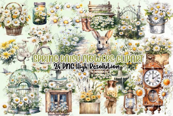 Spring Daisy Flowers Clipart PNG Graphic Illustrations By Big Daddy