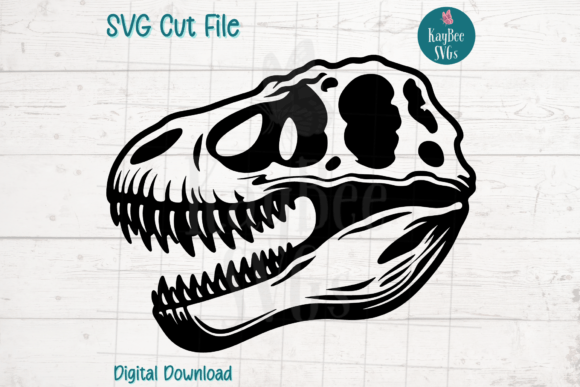 T Rex Dinosaur Skull SVG Cut File Grafik Druckbare Illustrationen Von kaybeesvgs
