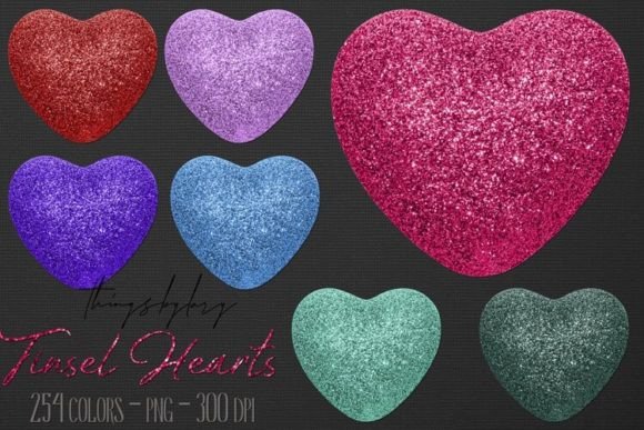 Tinsel Glitter Heart Valentine PNG Afbeelding Afdrukbare Illustraties Door ThingsbyLary