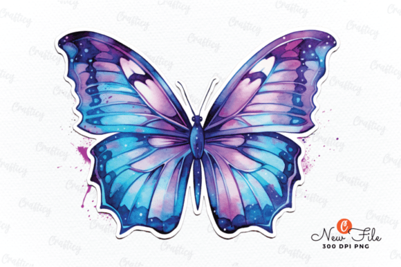 Watercolor Butterfly Stickers Set Design Grafik Druckbare Illustrationen Von Crafticy