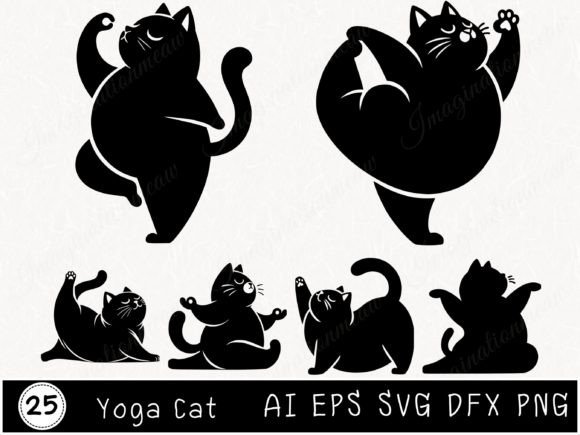 Yoga Cats Svg Cat Yoga Cricut Cat Png Graphic Illustrations By Imagination Meaw
