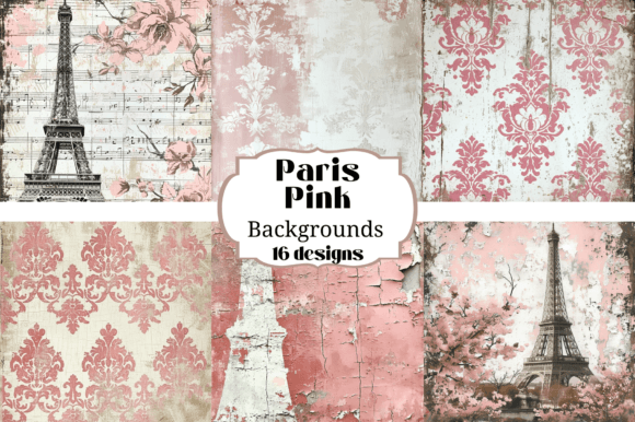 16 Pink Paris Digital Paper Backgrounds Gráfico Fondos Por Laura Beth Love