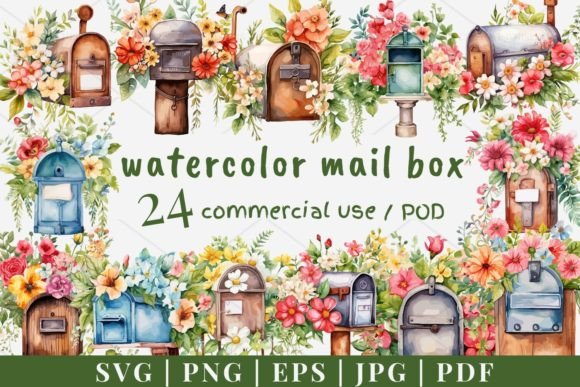 24 Vintage Mail Box Vector, SVG 1S-1 Graphic Illustrations By SWcreativeWhispers