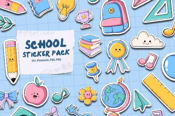 Cute School Sticker Pack Gráfico Manualidades Por Floby