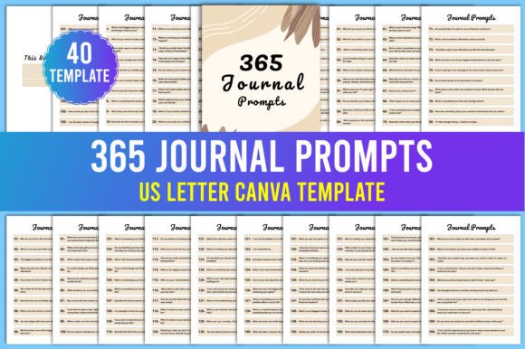 Editable 365 Journal Prompts Canva Graphic KDP Interiors By designmela01