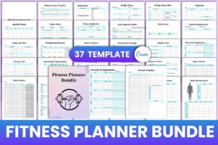 Editable Fitness Planner Bundle Canva Graphic KDP Interiors By munjixpro 1