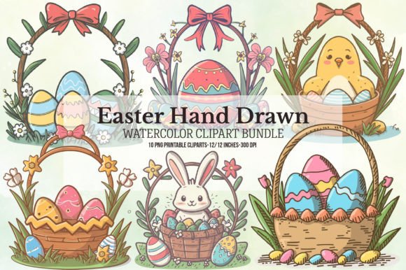Hand Drawn Easter Sublimation Clipart Graphic Illustrations By RevolutionCraft