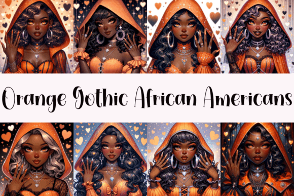 Orange Gothic African Americans Illustration Illustrations AI Par charmsnkissesXOXO